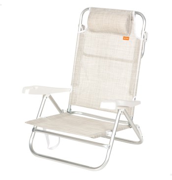 Silla playa baja multiposición 47x49x82 cm beige