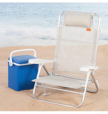Silla playa baja multiposición 47x49x82 cm beige 2