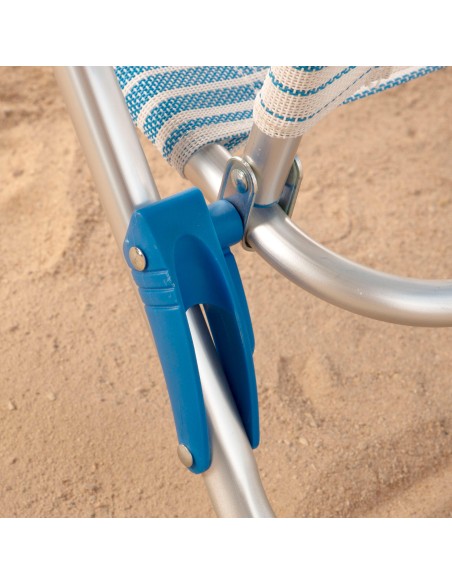 Silla playa baja multiposición 47x49x82 cm rayas azul