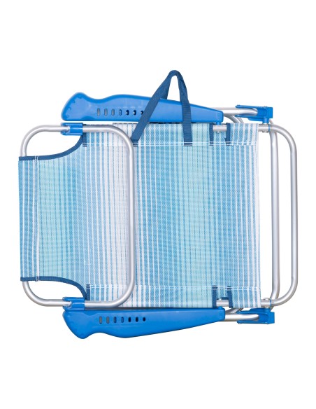 Silla playa baja multiposición 47x49x82 cm rayas azul