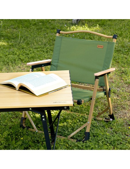Silla plegable baja glamping verde acero
