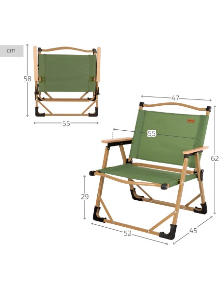 Silla plegable baja glamping verde acero
