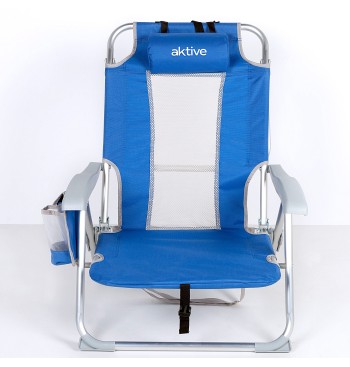 Silla playa baja XL multiposición 50x55x80 cm azul 2
