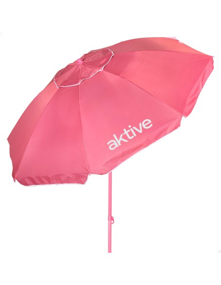 Sombrilla de playa inclinable rosa D220 cm con protección UV50