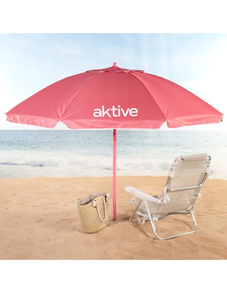 Sombrilla de playa inclinable rosa D220 cm con protección UV50