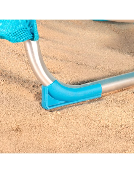 Silla de playa baja plegable y multiposición 51x45x76 cm azul