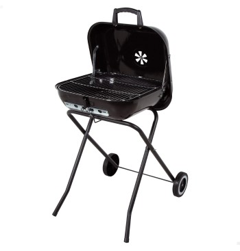 Barbacoa portátil de carbón con tapa y ruedas