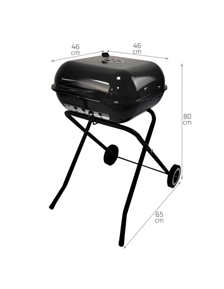 Barbacoa portátil de carbón con tapa y ruedas