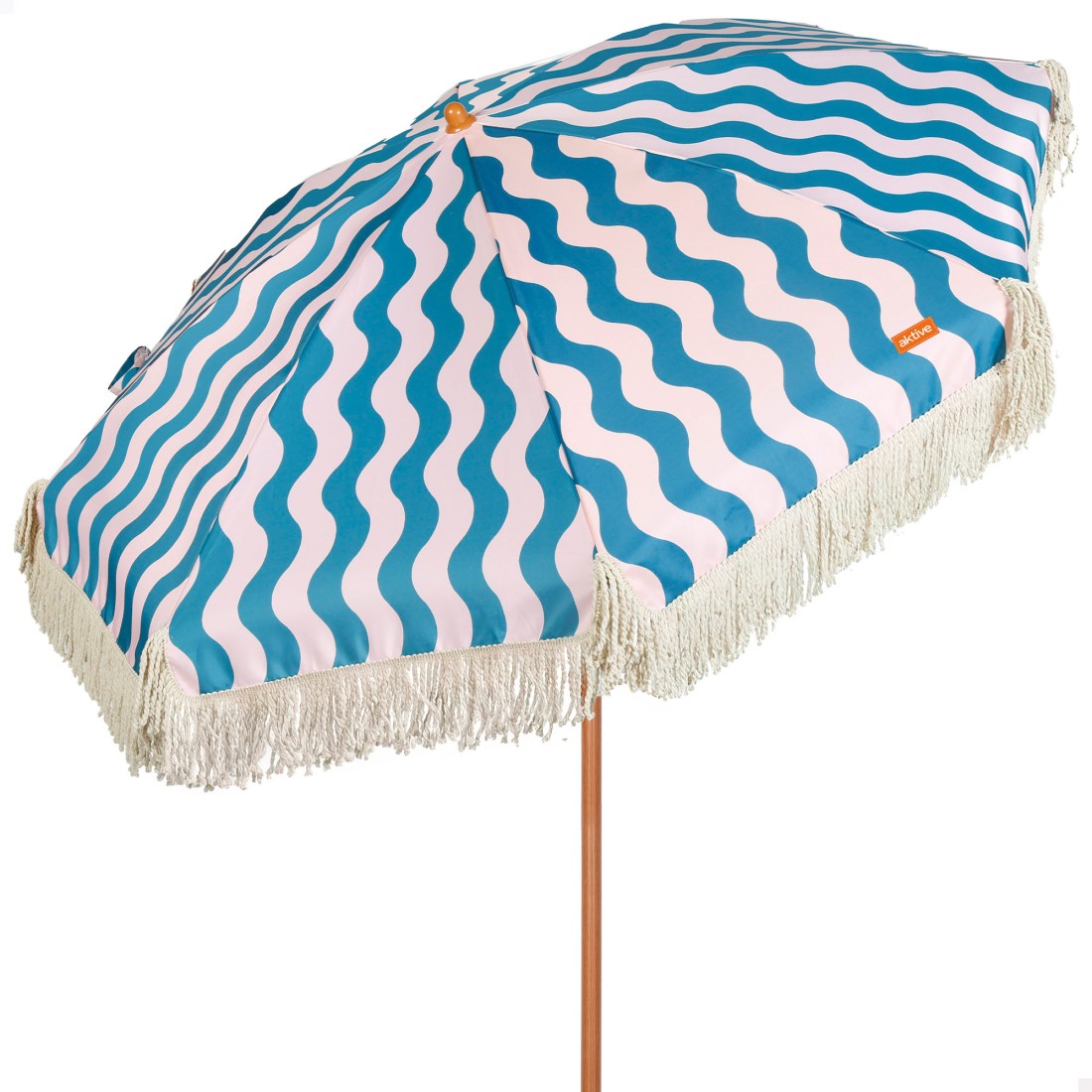 Sombrilla de playa 8 varillas 200 cm ondas marinas con flecos