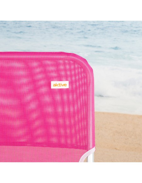 Pack 2 sillas playa fijas 44x40x72 cm fucsia con asa