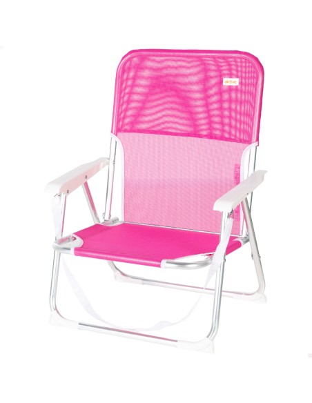 Pack 2 sillas playa fijas 44x40x72 cm fucsia con asa