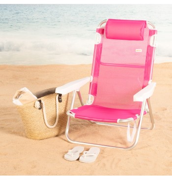 Pack 2 sillas playa baja multiposición 48x46x84 cm fucsia 2