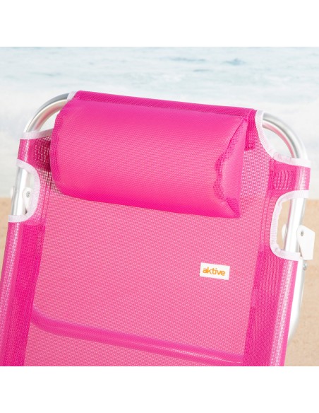 Pack 2 sillas playa baja multiposición 48x46x84 cm fucsia