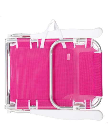 Pack 2 sillas playa baja multiposición 48x46x84 cm fucsia