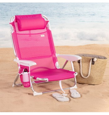 Pack 2 sillas playa baja multiposición 51x45x76 cm fucsia... 2