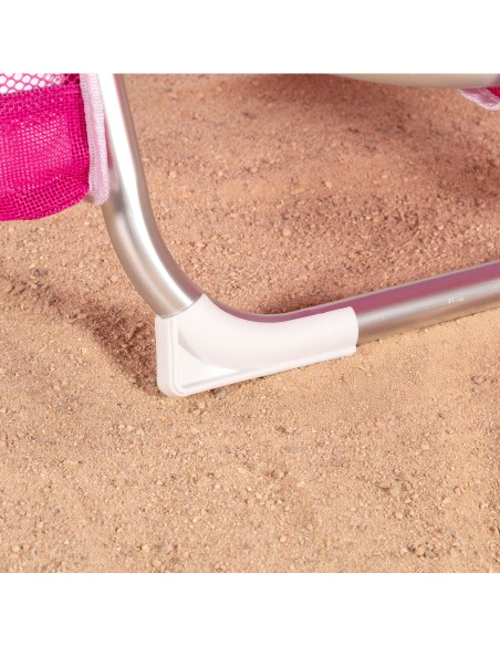Pack 2 sillas playa baja multiposición 51x45x76 cm fucsia con bolsillo