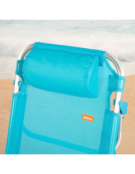 Pack de 2 sillas playa baja multiposición 48x46x84 cm azul