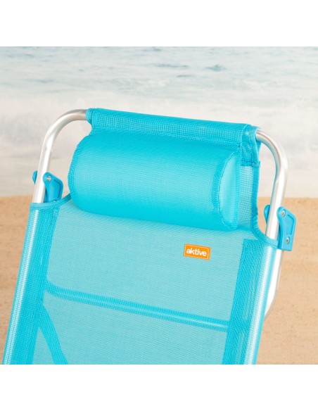 Pack de 2 sillas playa baja multiposición 47x49x82 cm azul