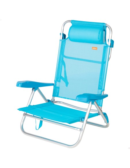 Pack de 2 sillas playa baja multiposición 47x49x82 cm azul
