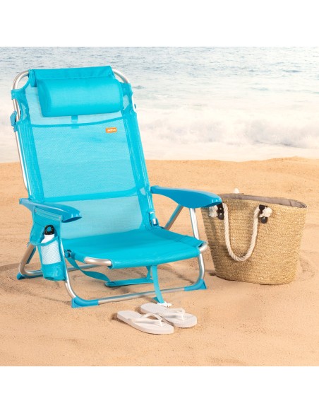 Pack de 2 sillas de playa baja multiposición 51x45x76 cm azul