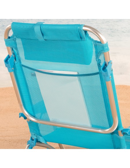 Pack de 2 sillas de playa baja multiposición 51x45x76 cm azul