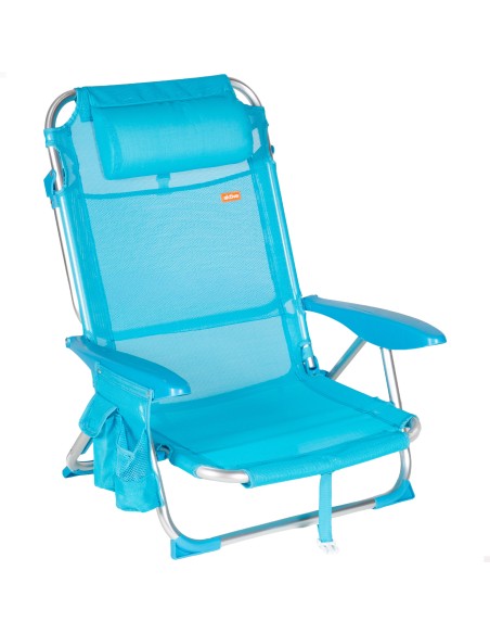 Pack de 2 sillas de playa baja multiposición 51x45x76 cm azul