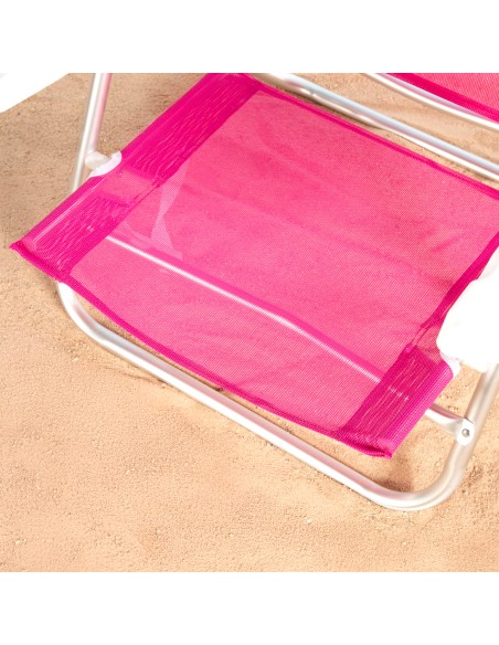 Pack de 2 sillas playa baja multiposición 47x49x82 cm fucsia