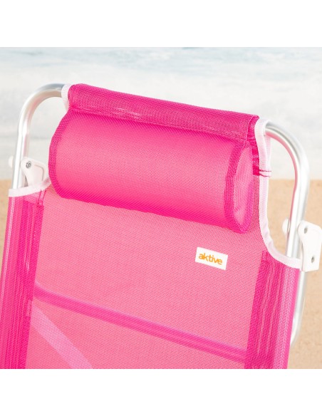 Pack de 2 sillas playa baja multiposición 47x49x82 cm fucsia