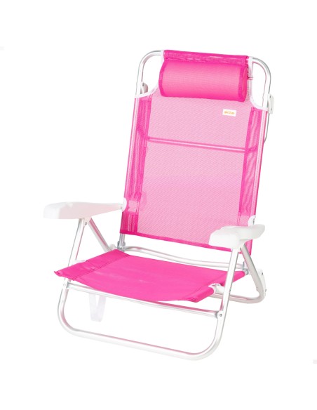 Pack de 2 sillas playa baja multiposición 47x49x82 cm fucsia
