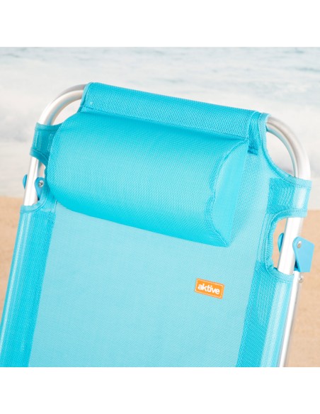 Pack de 2 sillas playa altas multiposición 48x60x90 cm azul