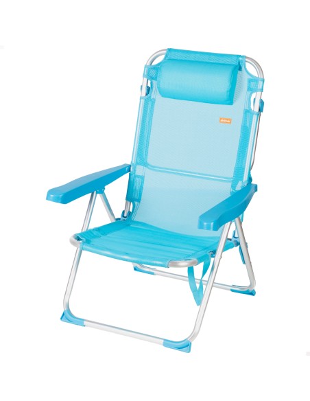 Pack de 2 sillas playa altas multiposición 48x60x90 cm azul