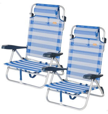 Pack de 2 sillas playa baja multiposición 47x49x82 cm...