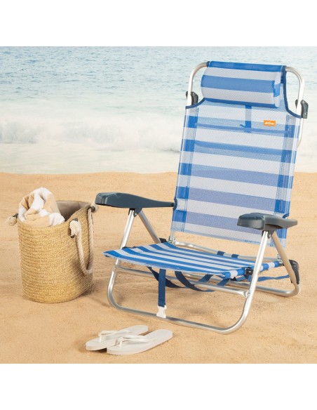 Pack de 2 sillas playa baja multiposición 47x49x82 cm marinera
