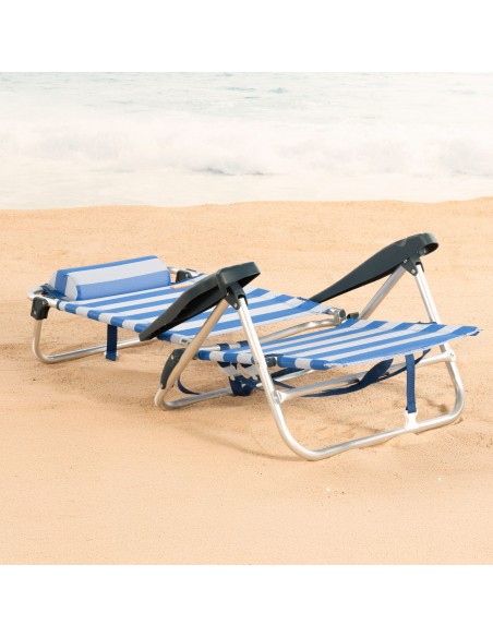 Pack de 2 sillas playa baja multiposición 47x49x82 cm marinera