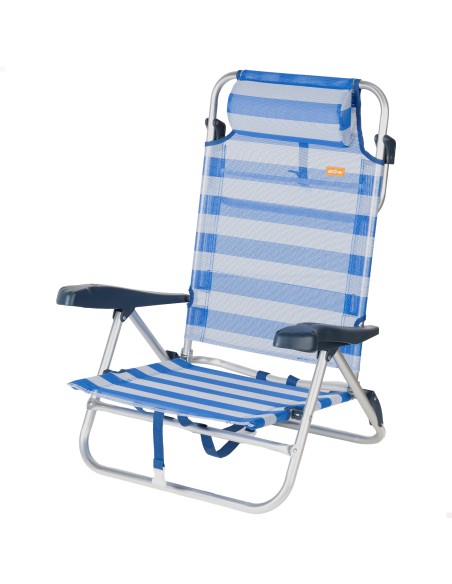 Pack de 2 sillas playa baja multiposición 47x49x82 cm marinera