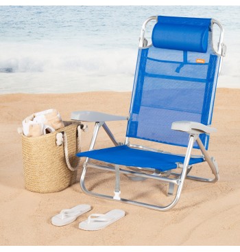 Pack 2 sillas playa baja multiposición 47x49x82 cm azul 2