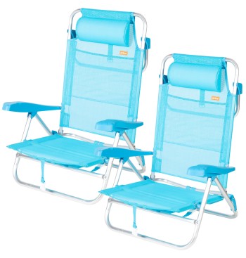 Pack 2 sillas playa baja multiposición 47x49x82 cm azul...