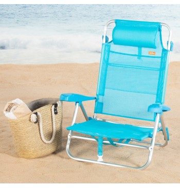 Pack 2 sillas playa baja multiposición 47x49x82 cm azul... 2