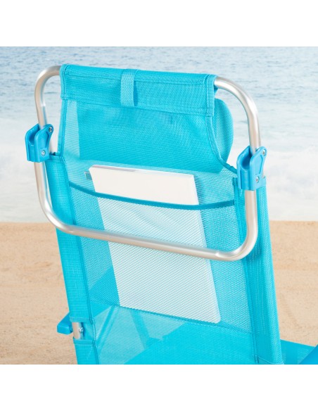 Pack 2 sillas playa baja multiposición 47x49x82 cm azul claro