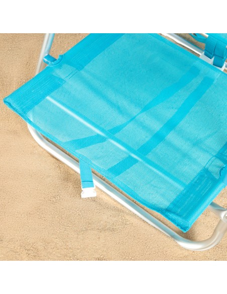 Pack 2 sillas playa baja multiposición 47x49x82 cm azul claro