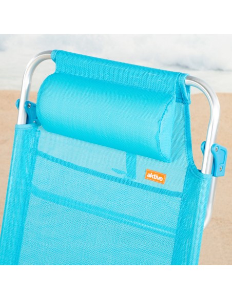 Pack 2 sillas playa baja multiposición 47x49x82 cm azul claro