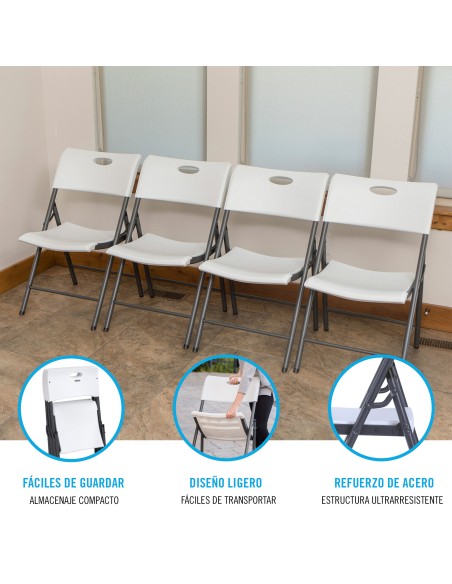 Lifetime Pack 4 sillas plegables blancas