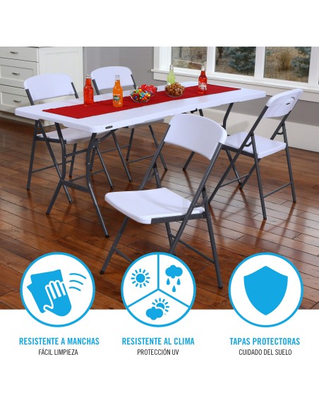 Lifetime Silla plegable blanca ultrarresistente 48x50,5x84,5 cm