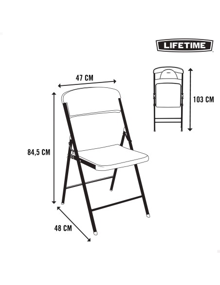 Lifetime Silla plegable blanca ultrarresistente 48x50,5x84,5 cm