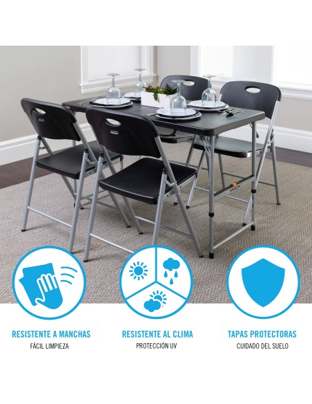 Lifetime Silla plegable Essential negra 48,5x50x84 cm