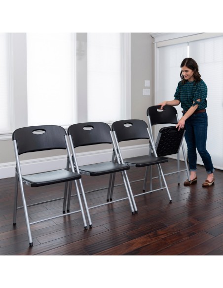 Lifetime Silla plegable Essential negra 48,5x50x84 cm