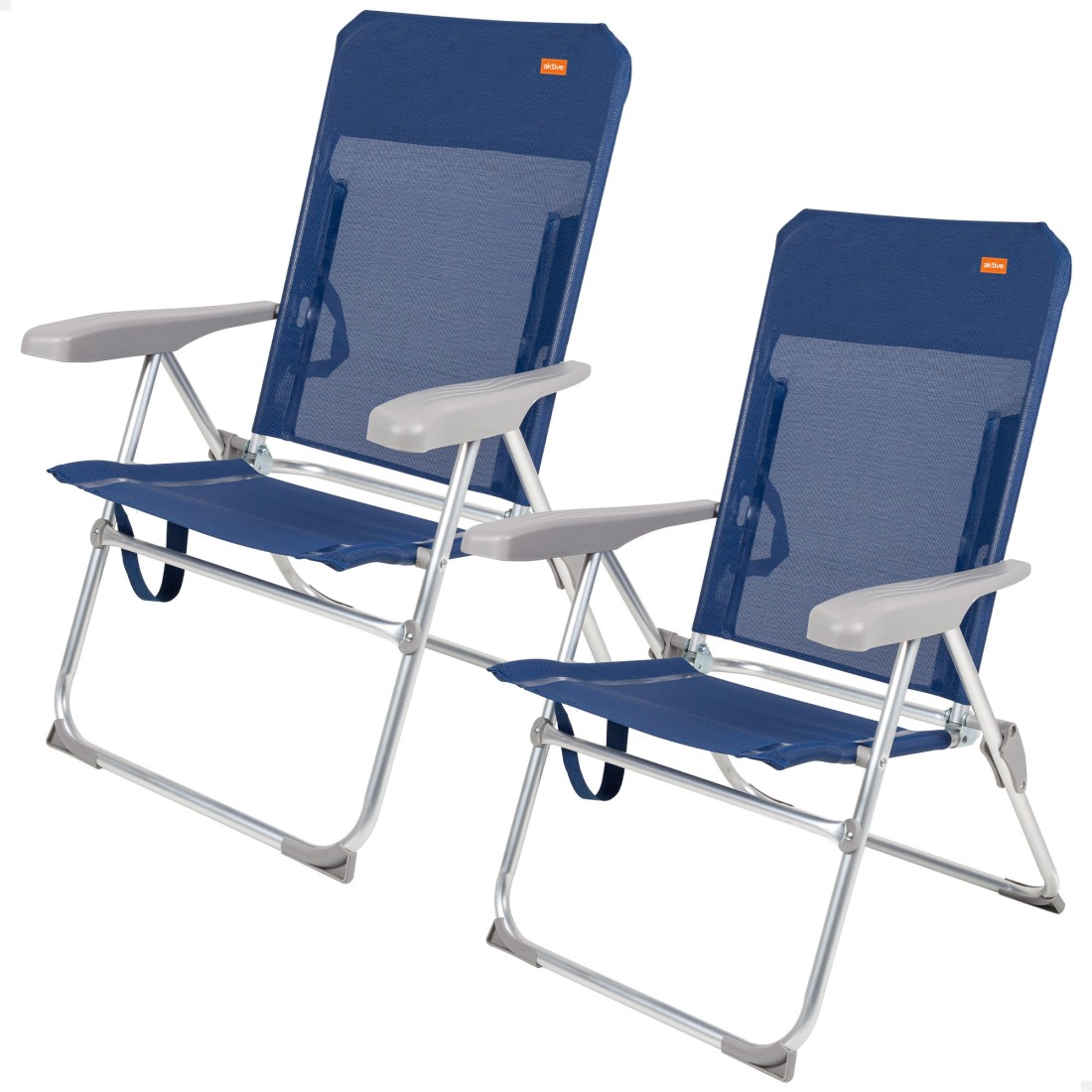 Pack 2 sillas playa multiposición azul marino 47x60x94 cm