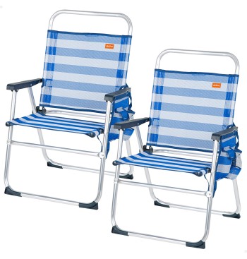 Pack 2 sillas playa plegables 48x50x88 cm rayas marineras