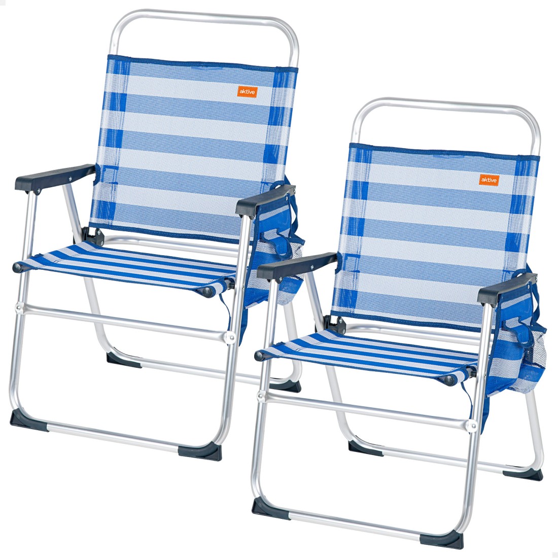 Pack 2 sillas playa plegables 48x50x88 cm rayas marineras