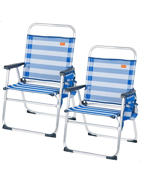 Pack 2 sillas playa plegables 48x50x88 cm rayas marineras